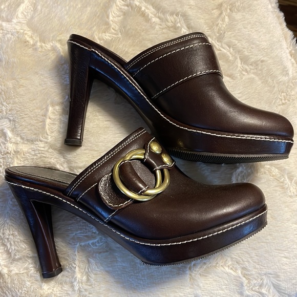 Coach Brown Leather Clogs - Picture 2 of 10